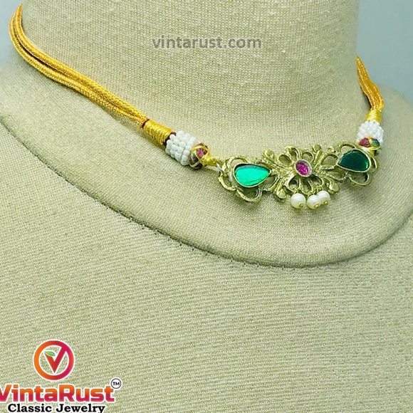 Afghan Jewelry Set, Multicolor Light Weight Jewelry Set, Statement Choker Neckla - Picture 2 of 10